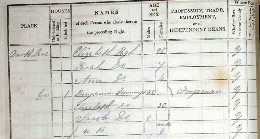 1841 England census for Benjamin Timmings