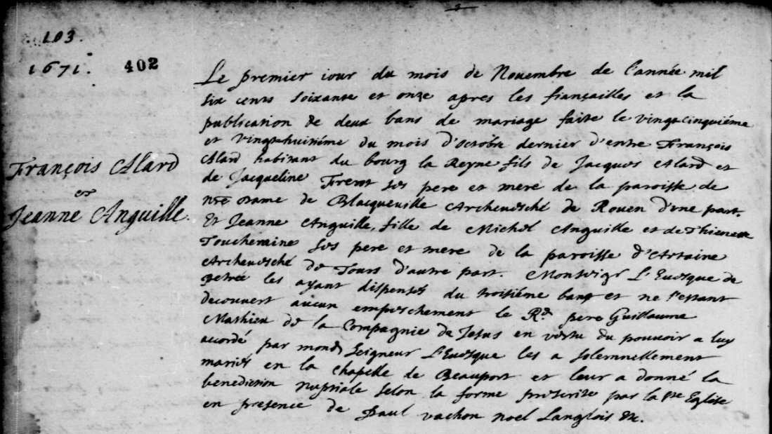 Marriage record