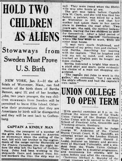 newspaper aritcle about stowaways