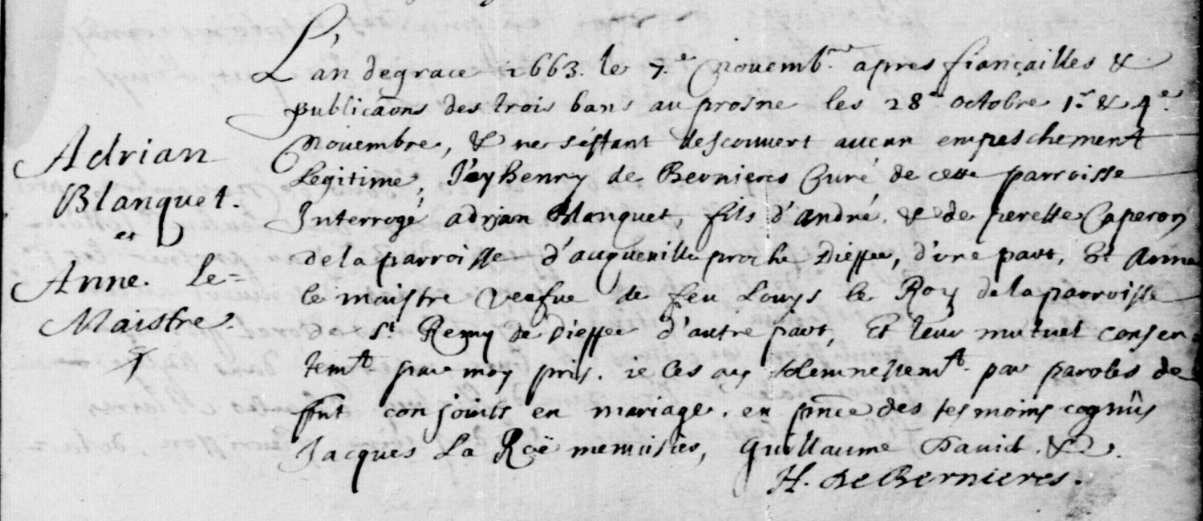 Marriage of Adrien Blanquet and Anne Lemaitre