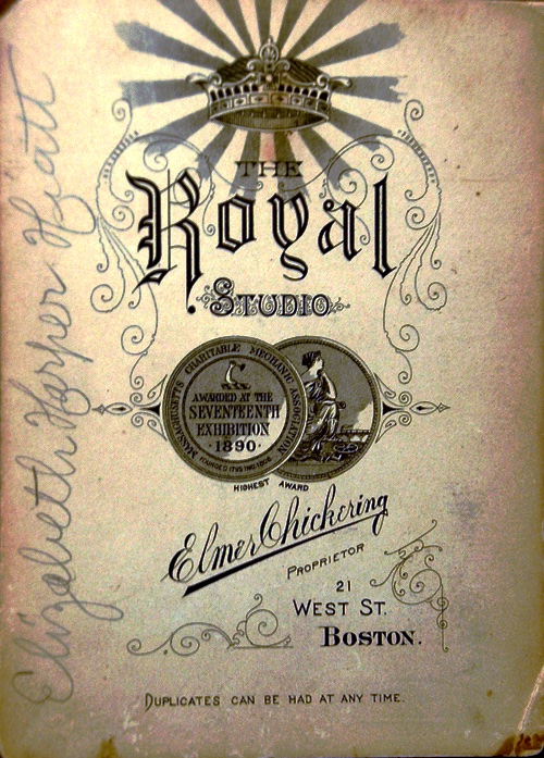 Back of photo of Elizabeth Harper Hiatt