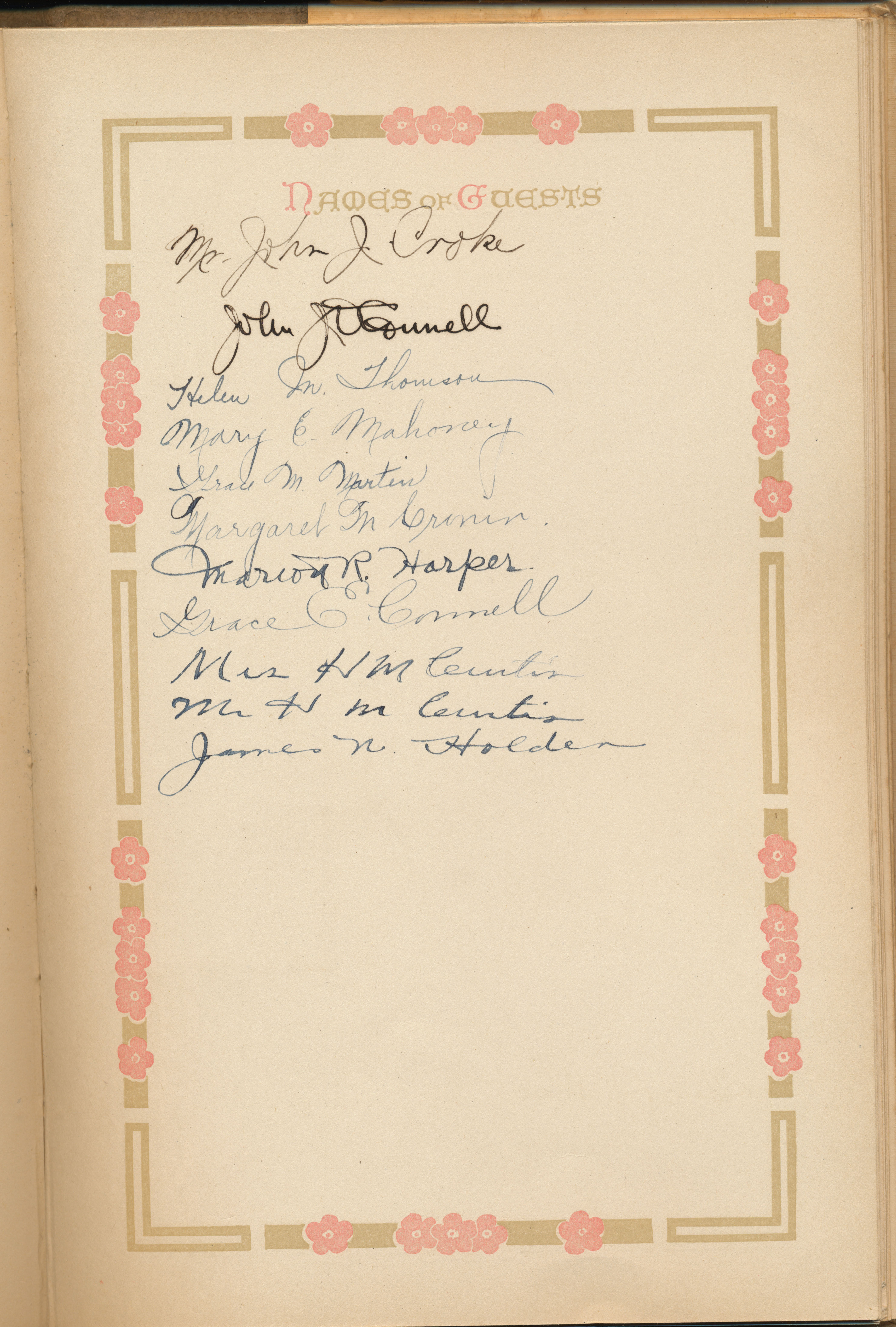 Guest book with  signatures
