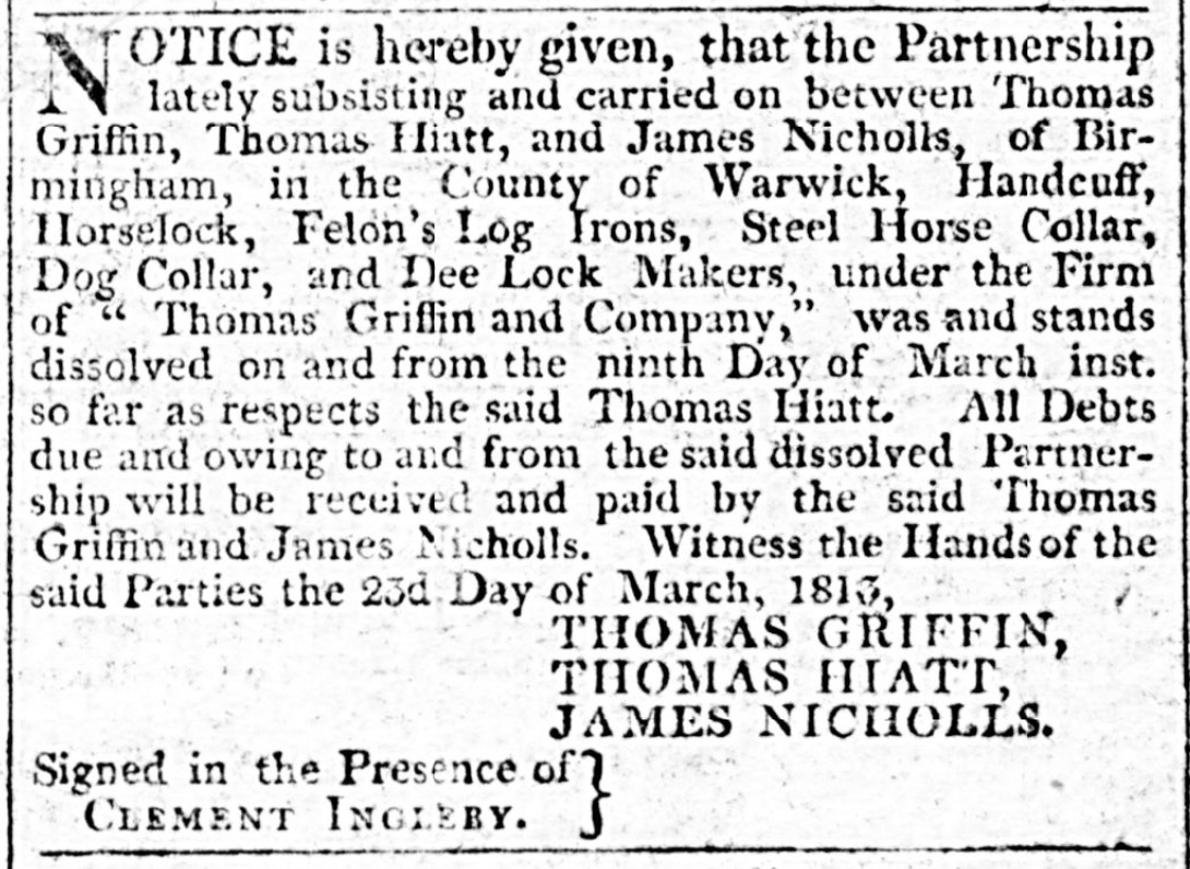 Partnership dissolved