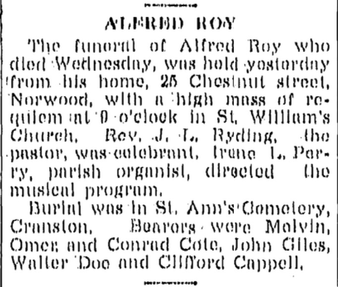 Alfred Roy Funeral
