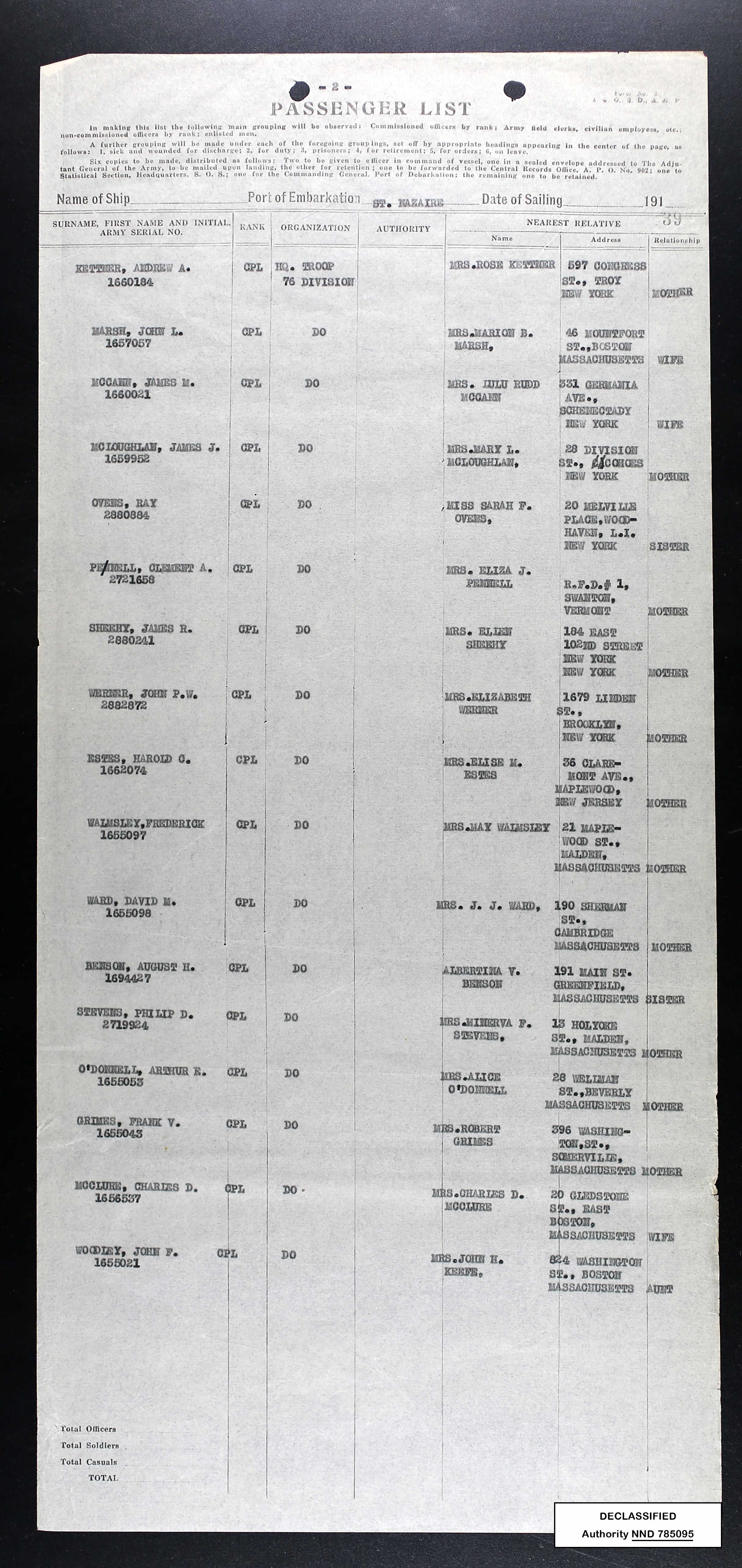 Philip on passenger list for Kroonland