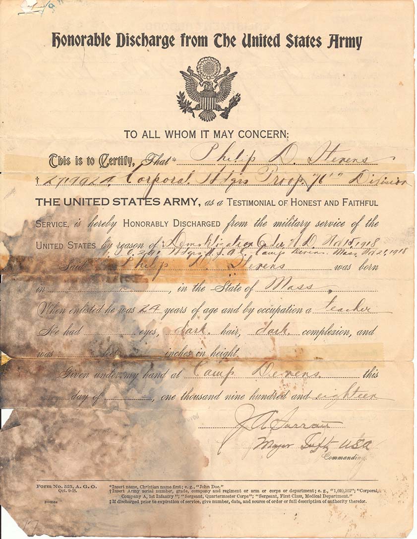 First page of discharge paper