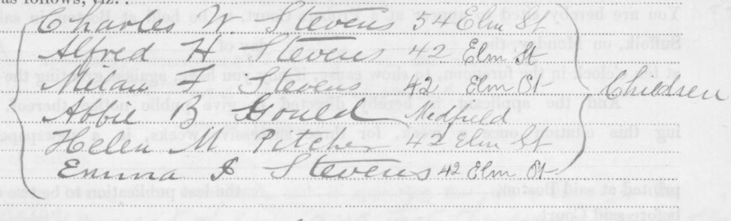List of Thomas Stevens Children