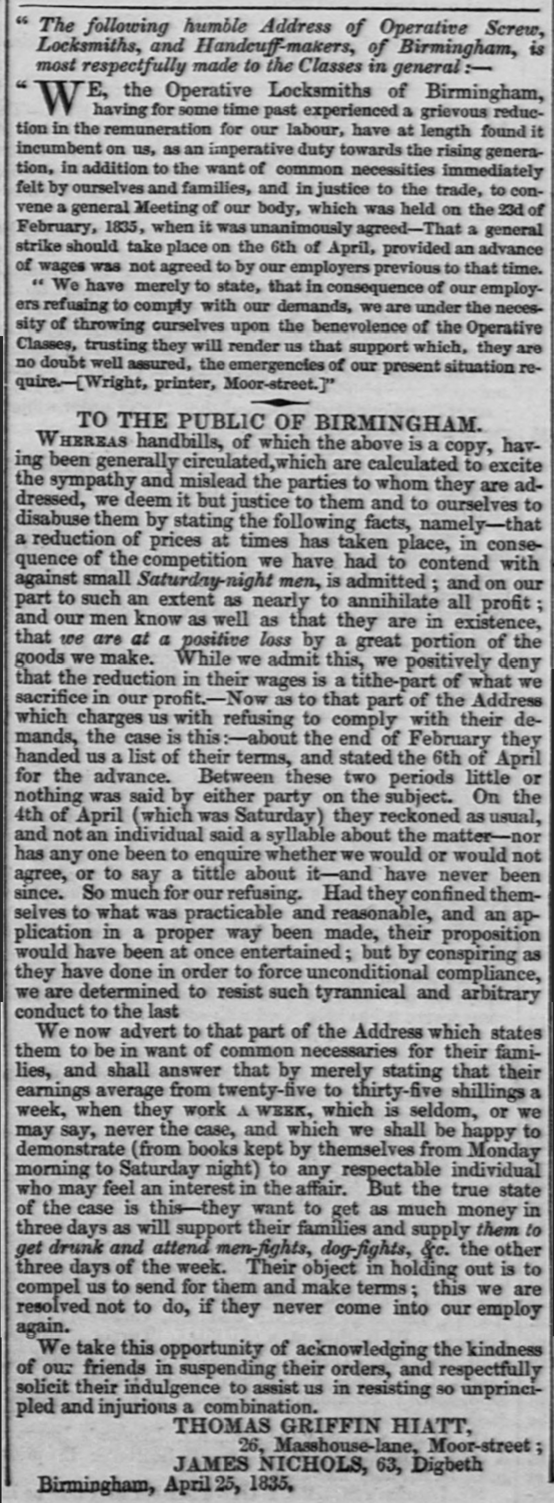 Directory entry for T. G. Hiatt