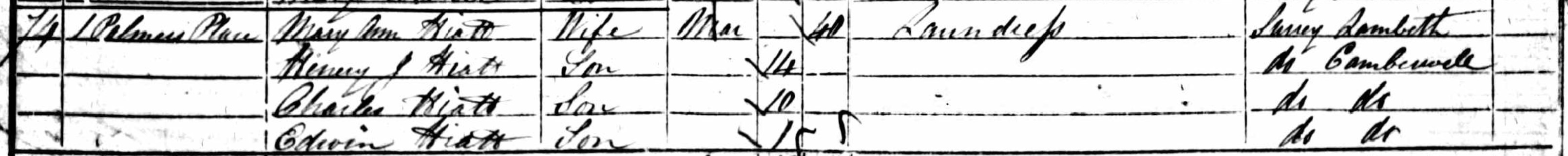 Mary Ann Hiatt in 1851 census